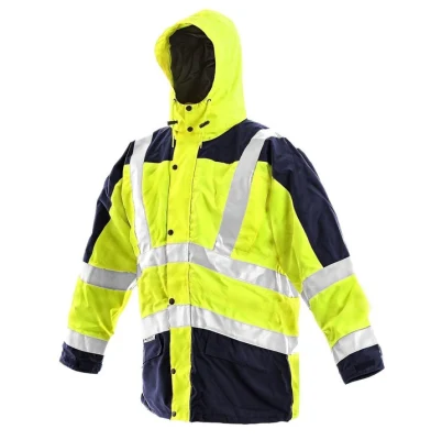 カスタマイズされた防水通気性 Hi Vis 300d オックスフォード/PU ジャケット高視認性反射ジャケット 5 で 1 ワークパーカー